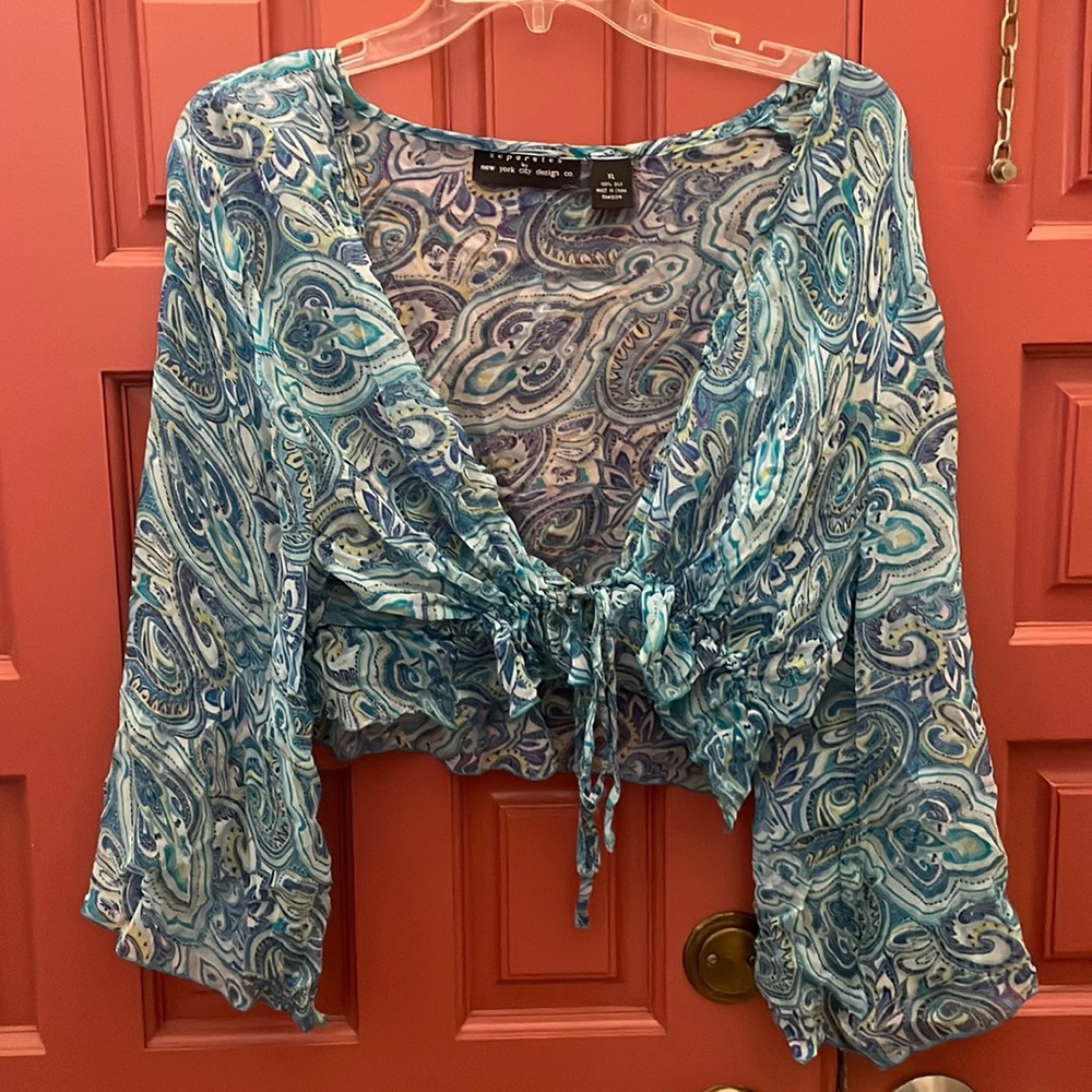 Vintage separate blue crop sheer cardigan